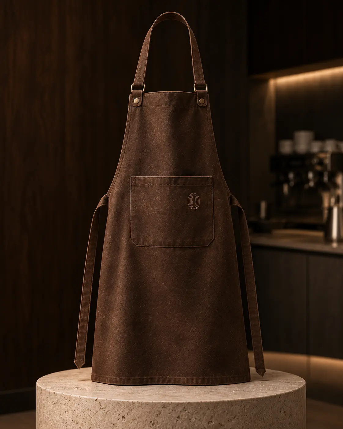 Barista Apron in Waxed Brown